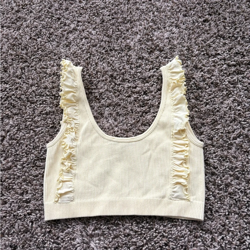 Yellow Zara Ruffle Crop Top - Picture 2 of 3